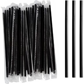 Perfect Stix Black Wrapped Plastic Straws. Cello Wrapped Jumbo 7.75 Inches. Pack of 250 Count.Individually Wrapped in Cello Wrapping.