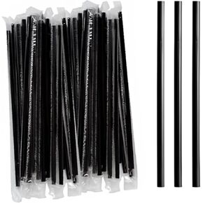 Perfect Stix Black Wrapped Plastic Straws. Cello Wrapped Jumbo 7.75 Inches. Pack of 250 Count.Individually Wrapped in Cello Wrapping.