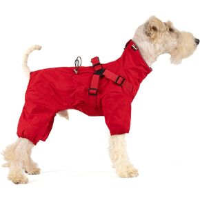 Mile High Life Waterproof Dog Raincoat, Full Coverage Small Dog Rain Coat with Harness, Adjustable 4 Legs Puppy Rain Jacket with Reflective Strip and Elastic Cuffs (Gray, S Back Length 13")