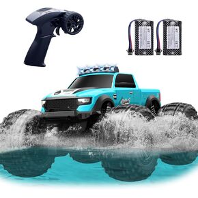 Rock Crawler RC Truck 4x4 Off Road Waterproof, 2.4Ghz Amphibious Remote Control Monster Truck with 2 Batteries, Dual Motors All Terrain RC Cars Toys for 8-12 Year Old Boys, Birthday