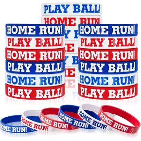 Baseball Bracelets for Boys 30PCS Bulk Rubber Bracelet Baseball Party Favors Supplies Baseball Goodie Bags Favors for Boys Silicone Wristbands Softball Game Gifts for Kids Team Accessories Decorations