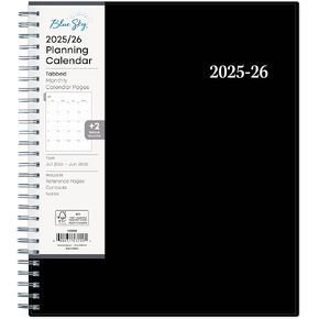 Blue Sky 2025-2026 Monthly Academic Year Planner Calendar, July 2025 - June 2026, 8" x 10", Monthly Layout, Flexible Cover, Wirebound, Laminated Tabs, Enterprise