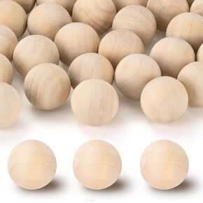 2 Inch Wooden Round Balls, Bag of 20 Unfinished Solid Round Wood Balls, Hardwood Birch, for Crafts and DIY Projects