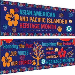 2PCS Asian Pacific American Honerage Banner Banner Banner AAPI HONTAGE BULLETIN BANTIN ASIAN