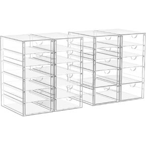 Acrylic Makeup Organizer with 13 Drawers, Bathroom Counter Organizer, Acrylic Organizers, Desk Organizer, Office Supplies, Storage Drawers for Cosmetic, Pencil, Coffee, etc 3 Pack