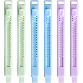 6 Pcs Retractable Mechanical Eraser Pen, Replaceable Precision Click Eraser Stick for Artists, Drawing