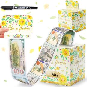 هدايا زهرة مع Group Out Surprise Money Box مع بطاقة المعايدة وحقائب شفافة 40 ٪ وسيلة ممتعة لإعطاء النقود لعيد العائلة والأصدقاء مع Pen لكتابة اسم الشخص الموهوبين على مربع