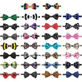 Dog Bow Ties Grooming, KOOLMOX Dog Bowties Collar, Bulk 40 PCS Neck Bows with Adjustable Bow Ties Collar, Neck Bows for Small Medium Girl Boy Dogs Cats Pet Valentines Wedding Birthday Gift