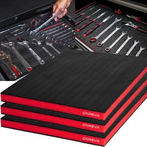 Tool Box Foam, 3Pack 18x12x1 inch, Foam Inserts for Cases, Polyethylene Storage Sheets for Toolbox Hard Case, Tool Shadow Insert, Kaizen Organizer Sheet
