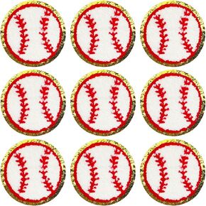 Jongdari 20pcs Sports Chenille Patches Iron On Patches Bulk for Hats Backpacks Clothes, Baseball Football Softball Basketball Soccer Patch for Heat Press with Gold Edges for Kids Boys Girls Adults
