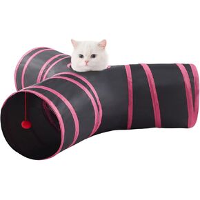 Cat Tunnels for Indoor Cats 3 Way Play Toy Kitty Tunnel Peek Hole Toy with Ball for Cat Tube Fun for Rabbits Kittens and Dogs