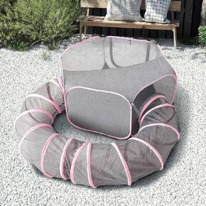 X-Zone Pet Pet Outdoor Cat ، ملعب Catio المحمولة ، نفق Playpen Playpen المرفق للقطط الداخلية والحيوانات الصغيرة ، مع تخزين الأكياس 45 بوصة أسود