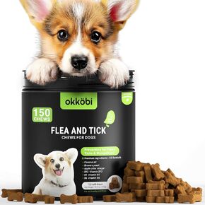 Flea and Tick Prevention Chewables for Dogs - 150 Chews - Flea & Tick Control - Vet-Approved Oral Treatment - Chicken Flavor - US-Made
