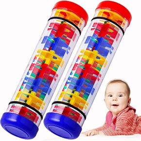 2 Pack Rainmaker Toy, Beaded Raindrops Rainmaker, Rainmaker Stick, Developmental Sensory Shaker, Musical Instrument for Babies,Toddlers and Kids