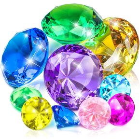 10pcs جواهر غوص كبيرة إضافية للسباحة للأطفال ، و 4 مساءً 60 ملم الماس المتضخم الحجم و 6pcs الكنوز القراصنة أحجار القراصنة 6pcs ، وألعاب حمام السباحة وحشو الحسية الحسية