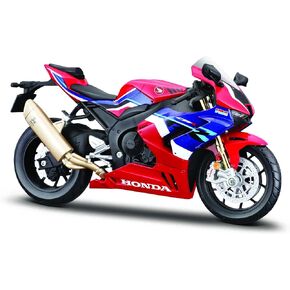 Maisto Honda CBR 1000RR-R Fireblade: 1:12 Scale Motorcycle Model with Suspension and Fold-Out Side Stand 17 cm Red/Blue (5-20099)