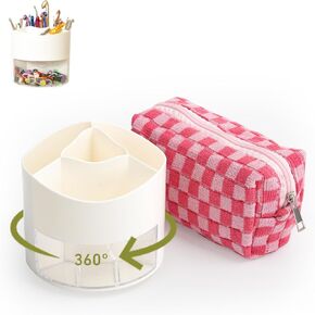 COCCHET HOOK CASE & BAG COMBO ، حامل خطافات كروشيه دوار 360 درجة لجدول الحرف ، بالإضافة إلى حقيبة منظم المشروع الكروشي