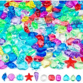 150 pcs shells sea shells orsion sensory bin fulers ، 10 color 5 أشكال صدف البلاستيك للتزيين ، تفضل بحفلات البحر ، ألعاب حمام السباحة للأحجار الكريمة ، ديكور الشاطئ ، حشو المزهرية (1 "-1.2")
