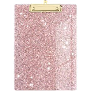UNIQOOO Thick Clear Acrylic Clipboard with Shiny Gold Finish Clip, Perfect for Modern Arts Lover, Fashion and Style Expert, Calligrapher, Office, Seminars, Workshops, Home School, Classroom and Event
