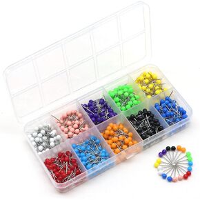 دبابيس الخريطة 1/8 بوصة 600 PCS دبابيس دفع متعدد الألوان المسامير دبابيس رأس جولة جولة للجدار ولوحة الإعلانات ولوحة الفلين