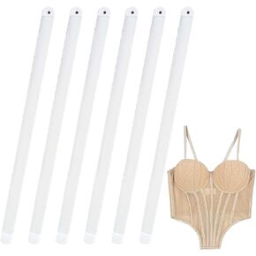 6Pcs Precut Steel Corset Boning, 11.8inch Metal Boning Spring Steel White Corset Boning Stays Corset Busk Steel Boning Support for Sewing Underwear Wedding Dress Corset Making Supplie
