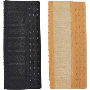 Gomakerer 2 PCS 2 ألوان موسع مشد البوليستر ، 3 صفوف 15 خطافا طويلة خطوط حمالة الصدر ، تمديد تمديد الموسع الموسع مع حلقات الفولاذ المقاوم للصدأ ل cincher الخصر