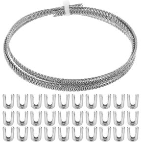 Spiral 304 Stainless Steel Boning, Flat Metal Corset Boning with 30 Steel Boning Tips for Corset Lacing Costume Hoop Skirt Making Supplies, 33 Feet
