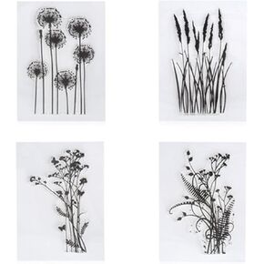 Arbuya 4pcs/Set Dandelion Lavender Flowers Leaves Stamps Rubber Clear Stamp/Seal Scrapbook/Photo Decorative Card Making Clear Stamp
