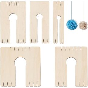 nbeads 5 pcs 5 أحجام أداة صنع الشرافل الخشبية ، صانع صانع بوم بومس تاسيل ليل زغب نساج الأدوات الحياك