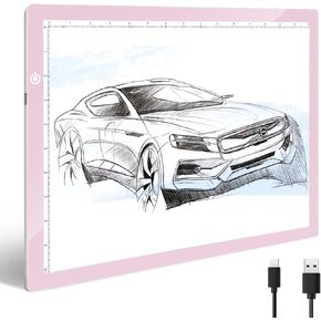 KIVOTAC A3 LED LID PAD ， تتبع الإضاءة فوق مربع مربع ULTRA-THIN USB لوحة سطوع سطوع سطوع قابلة للخلع للرسم ، والفينيل الأعشاب ، وفن الماس ، والرسم والرسوم المتحركة