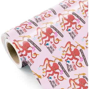 WRAPAHOLIC Mother's Day Wrapping Paper - Mini Roll - 17 Inch x 16.5 Feet - Happy Mother's Day I Love You Design Perfect for Party, Celebration