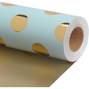 LaRibbons Reversible Wedding Wrapping Paper Roll, 17 Inch × 33 Feet, Gift Wrapping Paper with Gold Heart on White Design, Perfect for Mother's Day, Birthday, Bridal Shower, Anniversaries