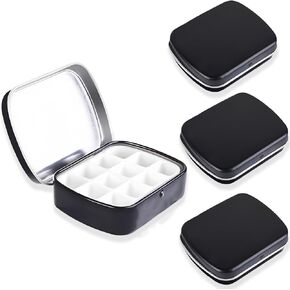 4Pcs Mini Watercolor Palette with Lid, 12-Well Tiny Empty Watercolor Tin, Metal Travel Portable Watercolor Pans Small Paint Palette Tray for Painting, White in Kuwait