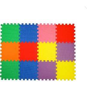 Tundras 12 Piece Interlocking Puzzle Tile Exercise Mat Child Safe Playmat 7 Color Eva Foam Play Exercise Yoga Pilates
