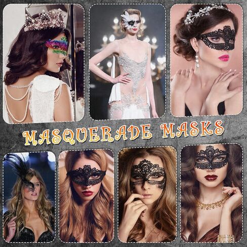 Chivao 50 Pcs Lace Mask Masquerade Venetian Eyemask Mardi Gras Mask Halloween Carnival Birthday Graduation Party Costume in Saudi Arabia
