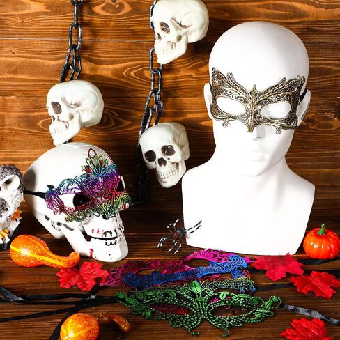 Chivao 50 Pcs Lace Mask Masquerade Venetian Eyemask Mardi Gras Mask Halloween Carnival Birthday Graduation Party Costume in Saudi Arabia