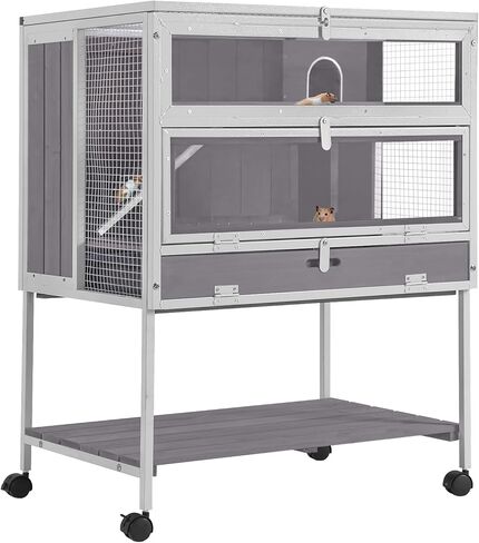 Guinea Pig Cage Hamster Cage All-Around Metal Frame Rat House on Wheels,Small Animal Cage with Deeper Tray in Kuwait