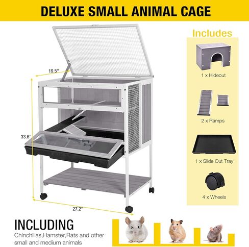 Guinea Pig Cage Hamster Cage All-Around Metal Frame Rat House on Wheels,Small Animal Cage with Deeper Tray in Kuwait