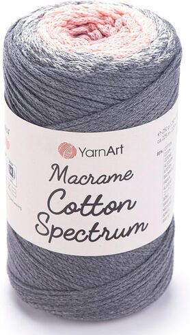 طيف القطن MACRAME MACRAME MACRAME CORM 8.80 أوقية ، 246.06 ياردة 80 ٪ من القطن MACRAME ROPE MINTICRAME MACRAME ، ووزن ماكن الملون MACRAME SOPTER - ARAN (4) (1310) in Kuwait