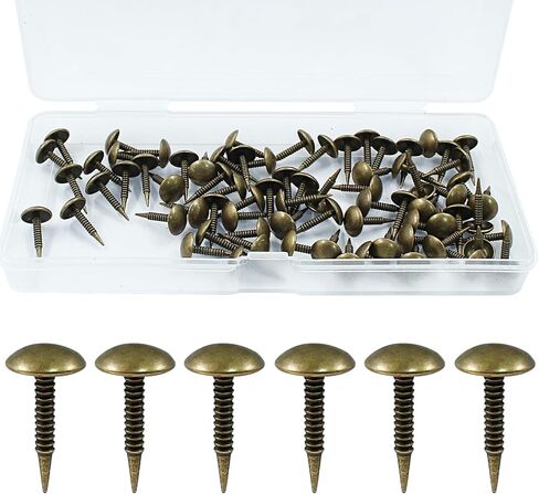 100 Pcs 0.31" x 0.78" Mini Round Thumb Pushpins, 8 x 20 mm Antique Metal Upholstery Tacks, Black Decorative Thumb Tacks for Furniture DIY Project in Saudi Arabia