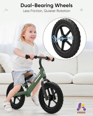 Kriddo Toddler Balance Bike 2 سنة ، توازن الأطفال الدراجة لمدة 2-5 سنوات ، ومحمل مزدوج لركوب أكثر سلاسة ، ولوحة رائعتين ، ومقعد قابل للتعديل ، ومقعد المقود ، وهدايا الدراجة الصغار سن 2-3 in Kuwait
