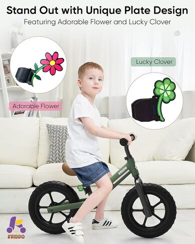 Kriddo Toddler Balance Bike 2 سنة ، توازن الأطفال الدراجة لمدة 2-5 سنوات ، ومحمل مزدوج لركوب أكثر سلاسة ، ولوحة رائعتين ، ومقعد قابل للتعديل ، ومقعد المقود ، وهدايا الدراجة الصغار سن 2-3 in Kuwait