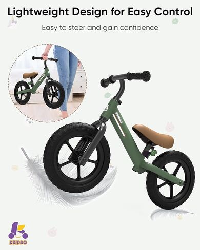 Kriddo Toddler Balance Bike 2 سنة ، توازن الأطفال الدراجة لمدة 2-5 سنوات ، ومحمل مزدوج لركوب أكثر سلاسة ، ولوحة رائعتين ، ومقعد قابل للتعديل ، ومقعد المقود ، وهدايا الدراجة الصغار سن 2-3 in Kuwait
