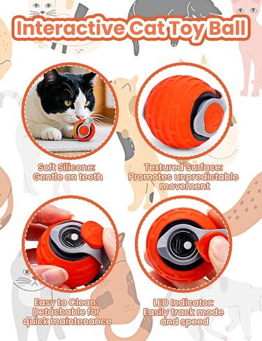 2PCS Cat Toy 3.0 Turbo Tail 2025 New Upgraded 300 mAh Pet Smart Chase Ball Interactive Cats Toy for Indoor Cats Smart Cat Ball Toy with 6 Replacement Tail (Orange&Green) in Saudi Arabia