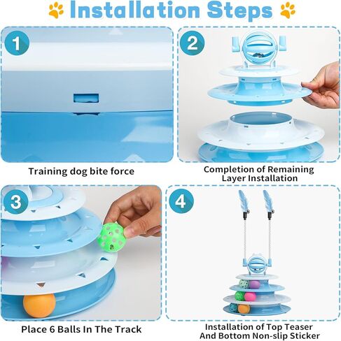Cat Toy Interactive Pet Plaything for Indoor Pussy Kitten Interactive Pussyussy Puzzle Ball with 2 Cat-Tease (Blue) in Kuwait