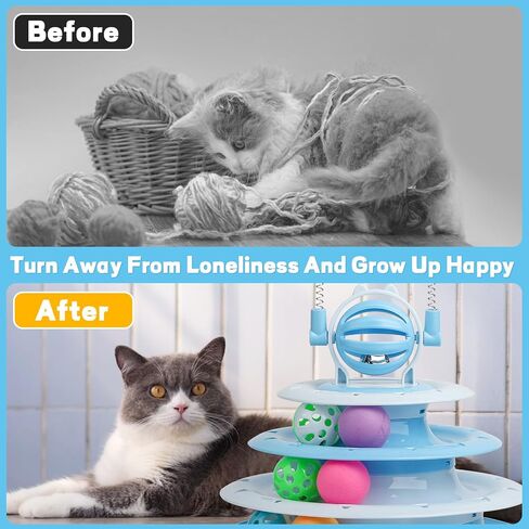 Cat Toy Interactive Pet Plaything for Indoor Pussy Kitten Interactive Pussyussy Puzzle Ball with 2 Cat-Tease (Blue) in Kuwait