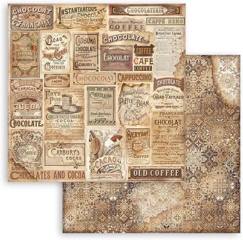 Stamperia Scrapbooking Small Pad 10 Sheets cm 20.3 x 20.3 cm Backgrounds Selection - Coffee and Chocolate in Kuwait