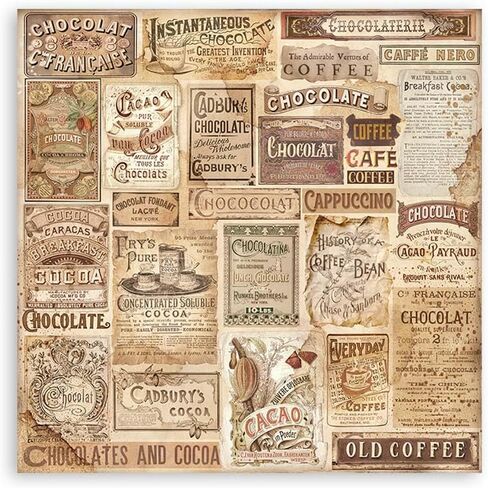 Stamperia Scrapbooking Small Pad 10 Sheets cm 20.3 x 20.3 cm Backgrounds Selection - Coffee and Chocolate in Kuwait