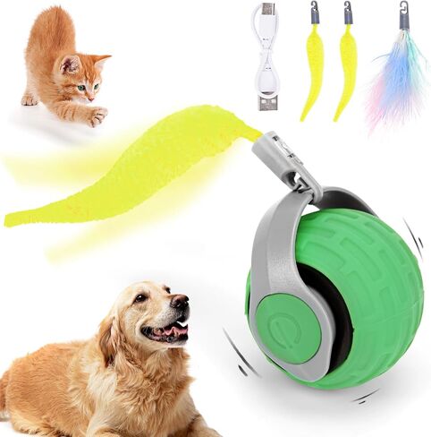 2PCS Cat Toy 3.0 Turbo Tail 2025 New Upgraded 300 mAh Pet Smart Chase Ball Interactive Cats Toy for Indoor Cats Smart Cat Ball Toy with 6 Replacement Tail (Orange&Green) in Saudi Arabia