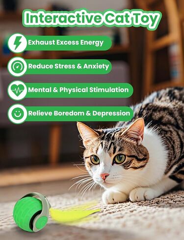 2PCS Cat Toy 3.0 Turbo Tail 2025 New Upgraded 300 mAh Pet Smart Chase Ball Interactive Cats Toy for Indoor Cats Smart Cat Ball Toy with 6 Replacement Tail (Orange&Green) in Saudi Arabia